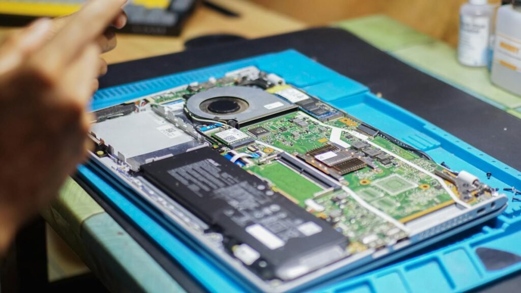 laptop repair and maintenance in progress