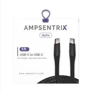 AmpSentrix Alpha USB-C to USB-C Cable (2m, 6ft) (Black)
