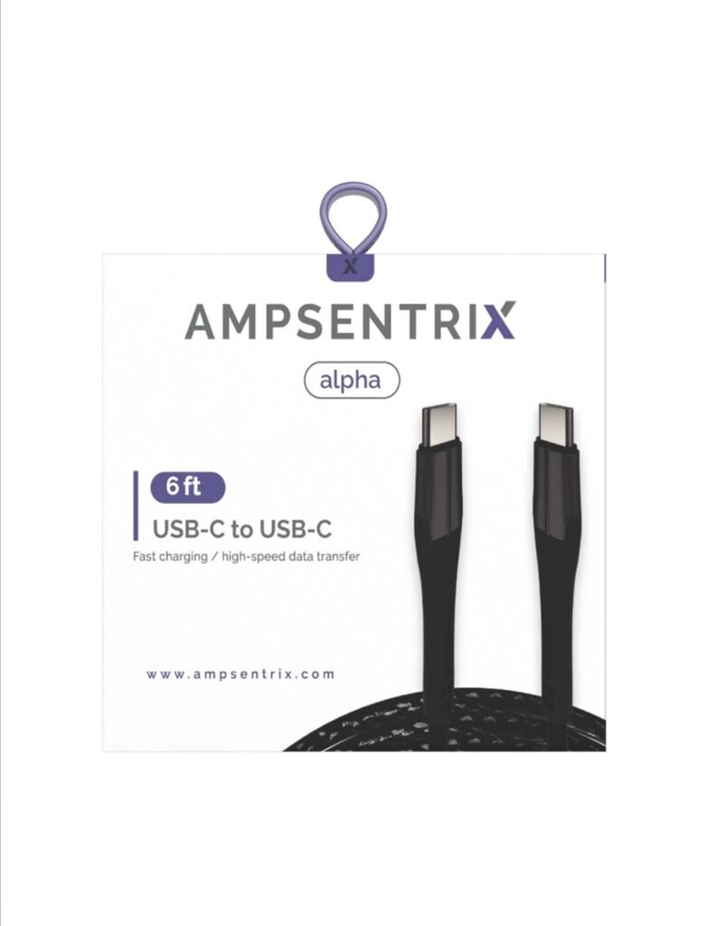 AmpSentrix Alpha USB-C to USB-C Cable (2m, 6ft) (Black)